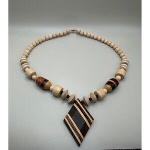 1970s Chunky‎ Wood Beaded Necklace